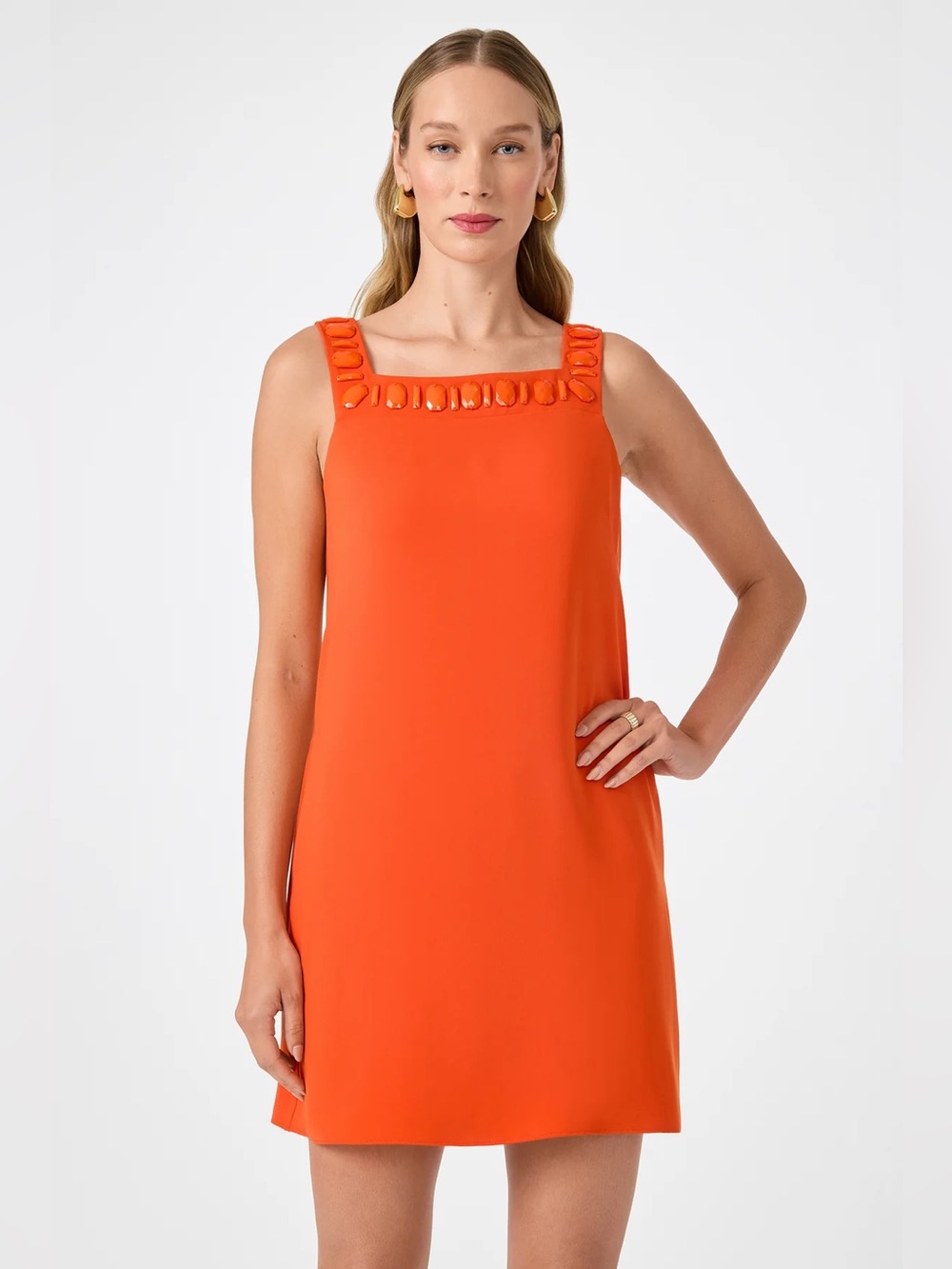 NWT Trina Turk Yokuna Orange Jewel Neck Mini Shift Dress Size 12 $298